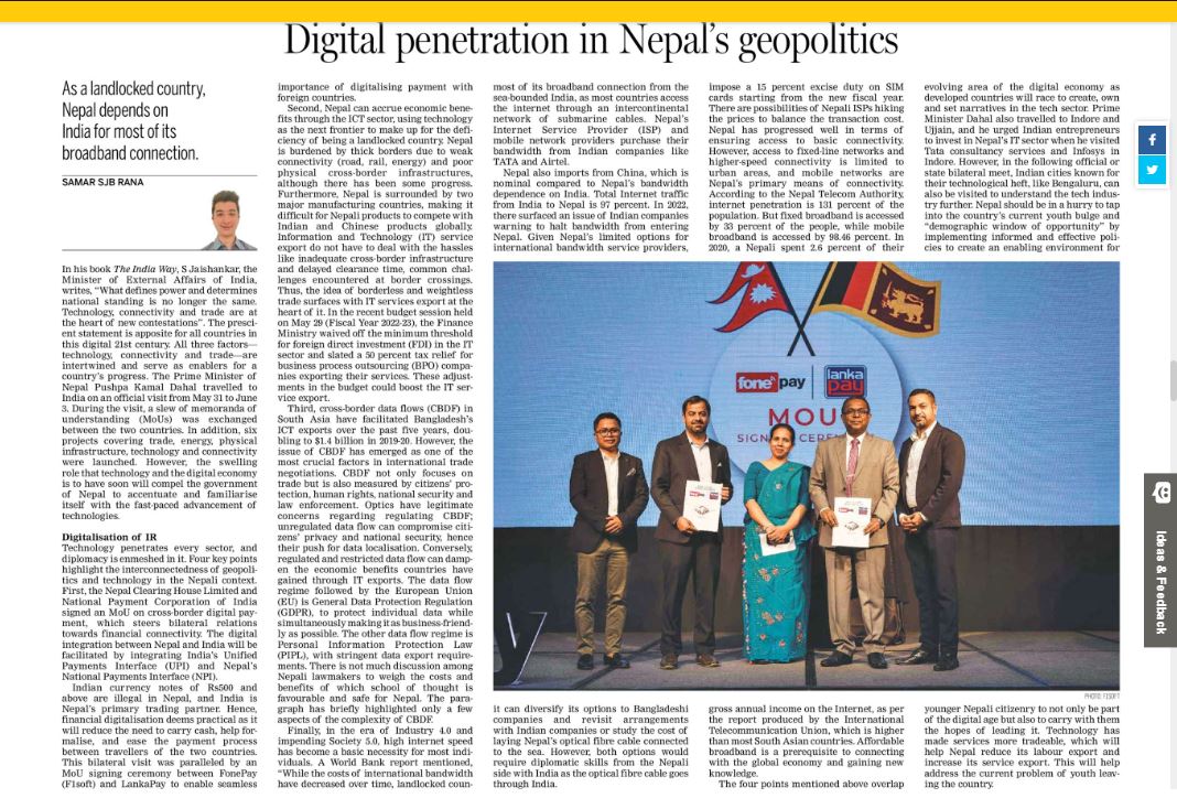 Digital penetration in Nepal’s geopolitics